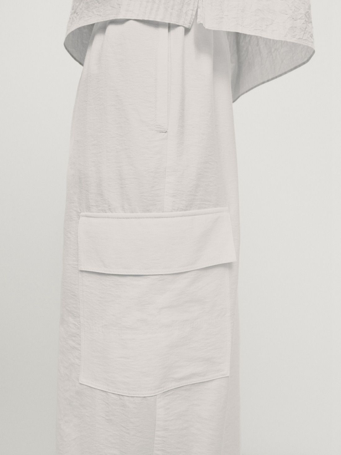 Massimo Dutti Poplin Cargo With Elasticated Waistband Women Trousers White | US-XP4856173