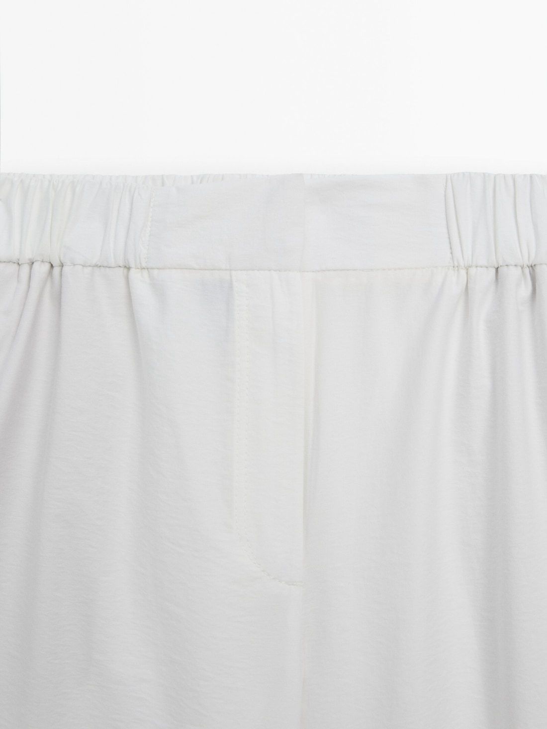 Massimo Dutti Poplin Cargo With Elasticated Waistband Women Trousers White | US-XP4856173
