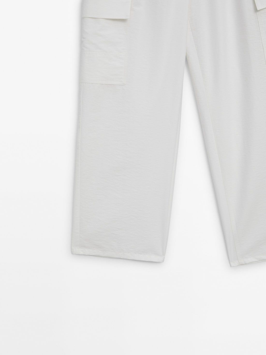 Massimo Dutti Poplin Cargo With Elasticated Waistband Women Trousers White | US-XP4856173