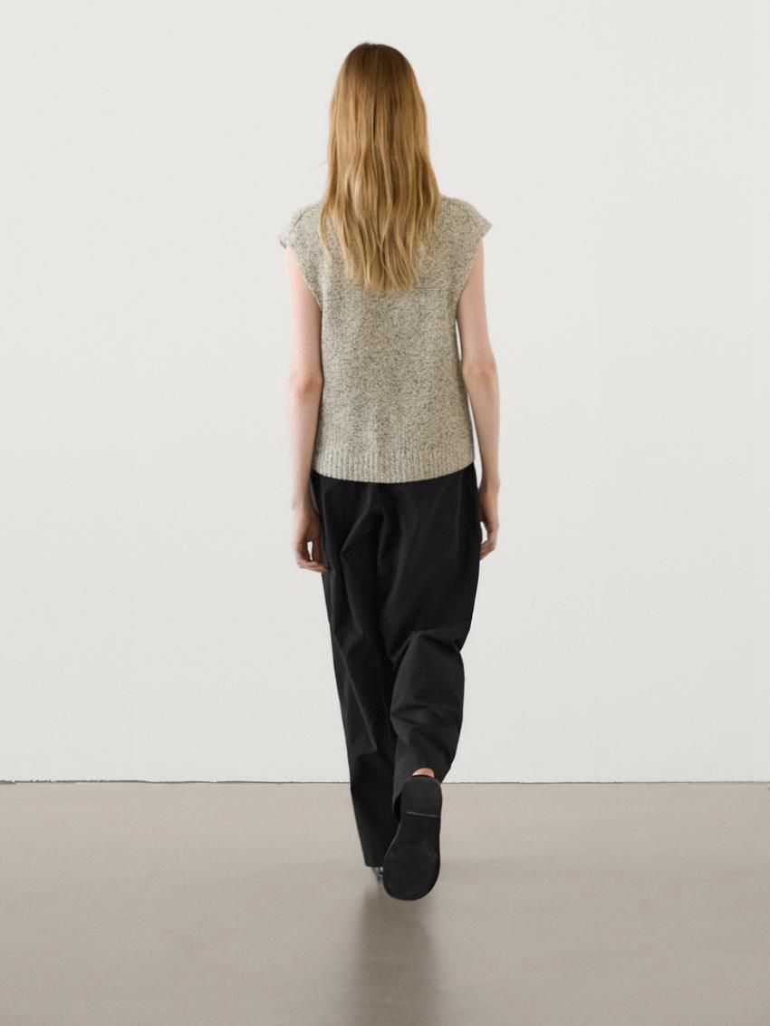 Massimo Dutti Poplin Drawstring Jogger-fit Women Trousers Black | US-MH2715694