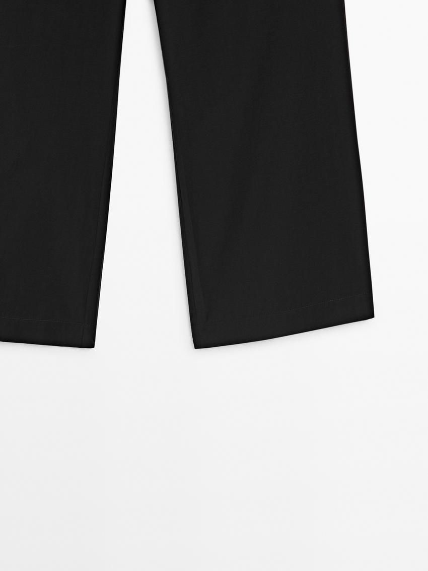 Massimo Dutti Poplin Drawstring Jogger-fit Women Trousers Black | US-MH2715694
