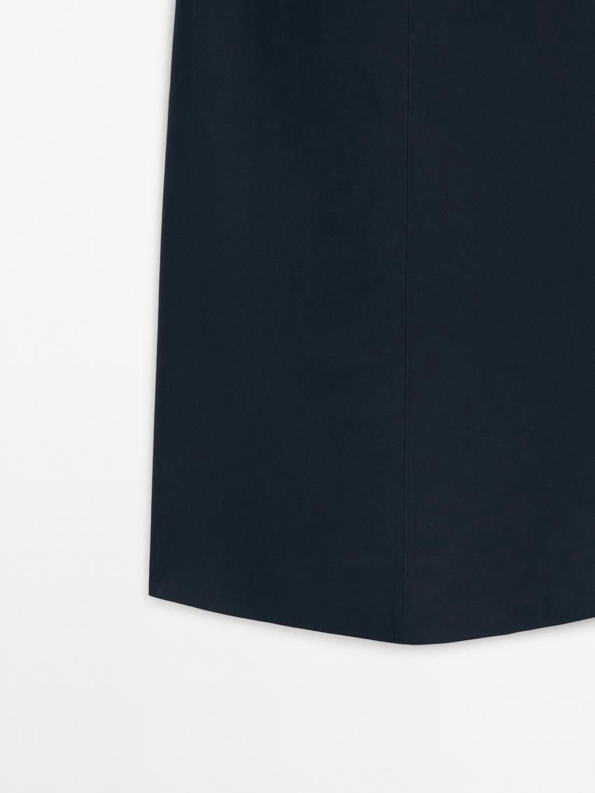 Massimo Dutti Poplin Midi With Straps Women Dress Dark Blue | US-SF4653092