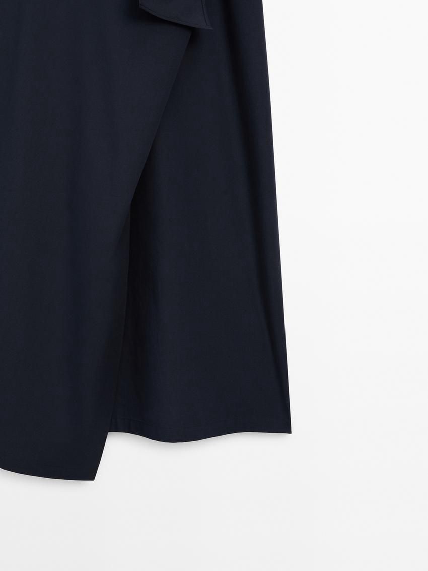 Massimo Dutti Poplin Wrap Midi Women Dress Navy | US-LI4809573