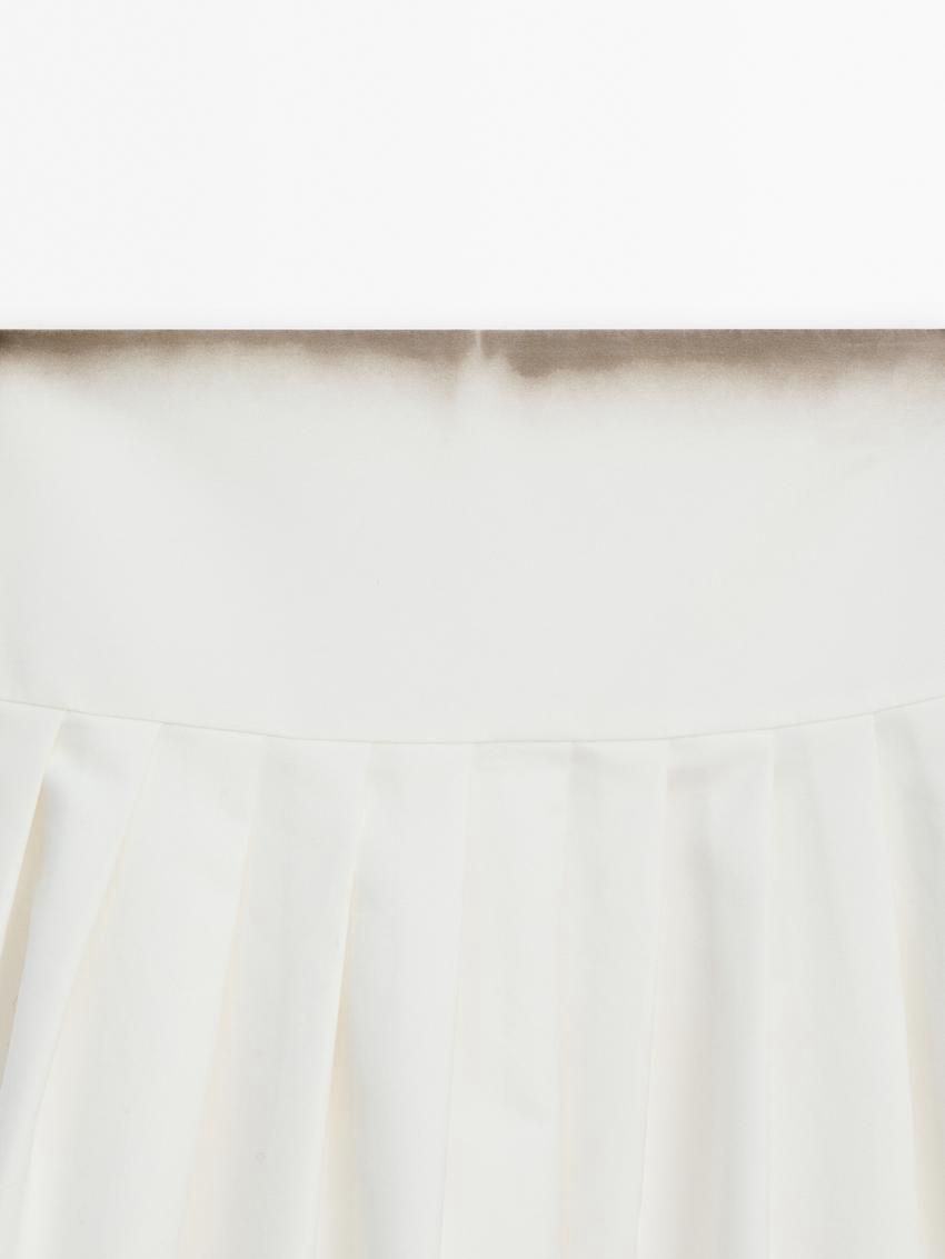 Massimo Dutti Printed Pleated Midi With Yoke Detail Women Skirts White | US-KE6350749