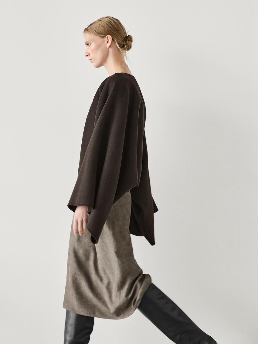 Massimo Dutti Printed Pleated Midi Women Skirts Dark Brown | US-MS6098752