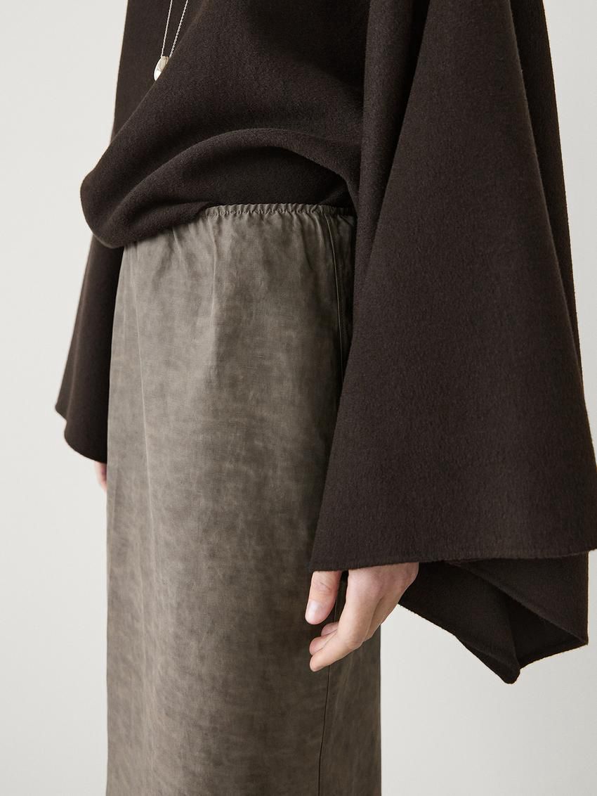 Massimo Dutti Printed Pleated Midi Women Skirts Dark Brown | US-MS6098752
