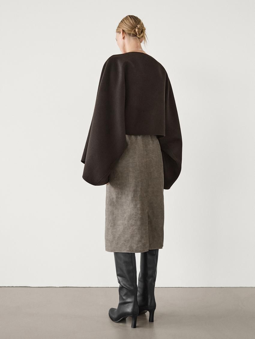 Massimo Dutti Printed Pleated Midi Women Skirts Dark Brown | US-MS6098752