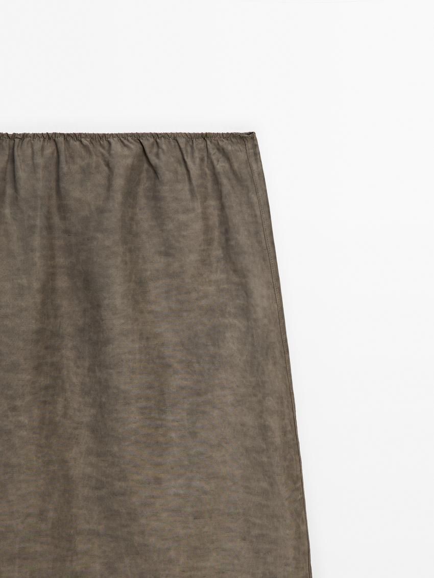 Massimo Dutti Printed Pleated Midi Women Skirts Dark Brown | US-MS6098752