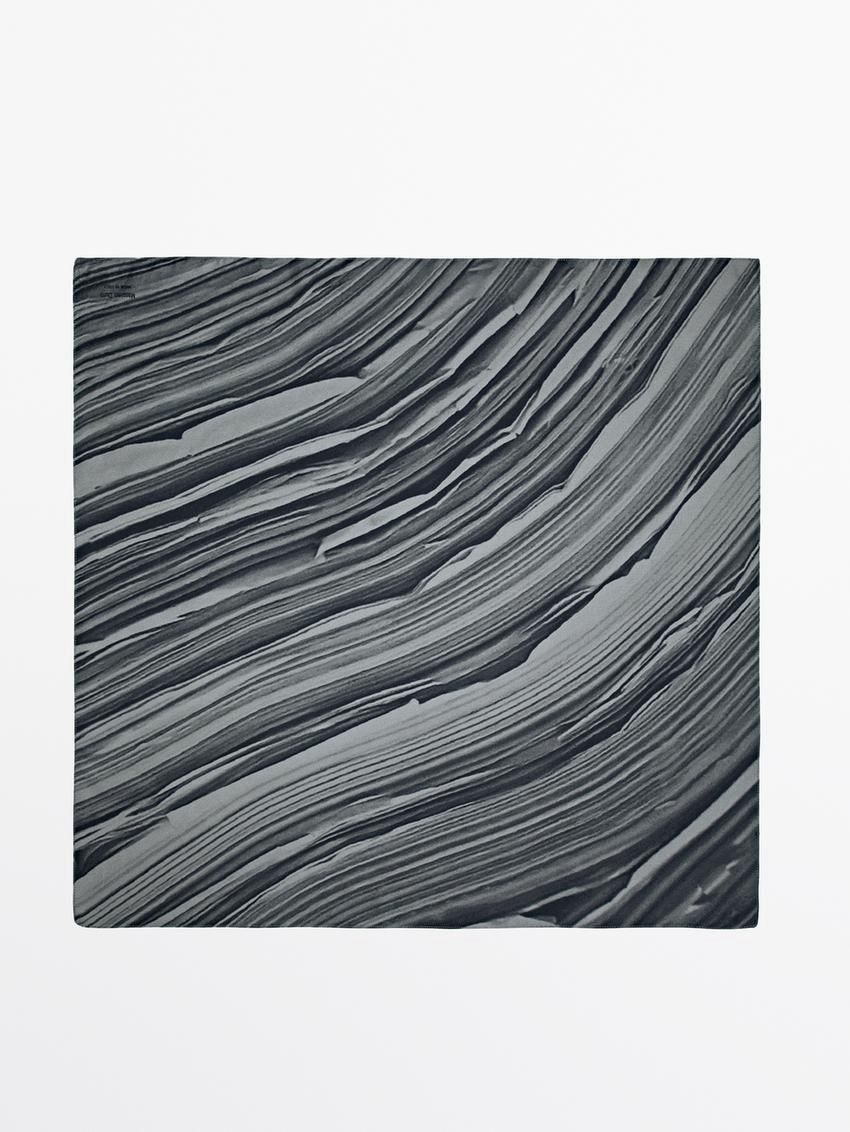 Massimo Dutti Printed Silk Women Scarf Grey | US-ZO9230185