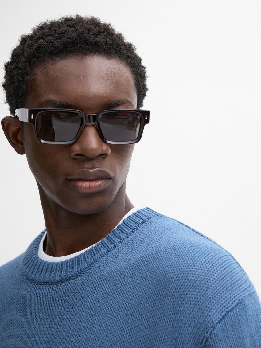 Massimo Dutti Purl Knit Cotton Men Sweater Blue | US-YO0346578