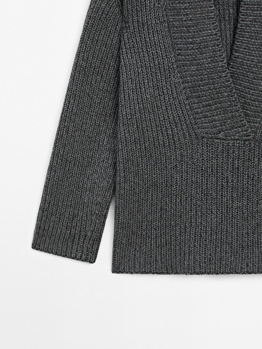 Massimo Dutti Purl Knit Scoop Neck Women Sweater Grey | US-SK9026145