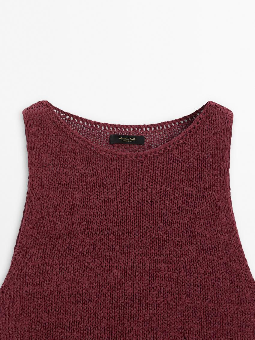 Massimo Dutti Purl Knit With Asymmetric Hem Women Top Fuchsia | US-YV5324987