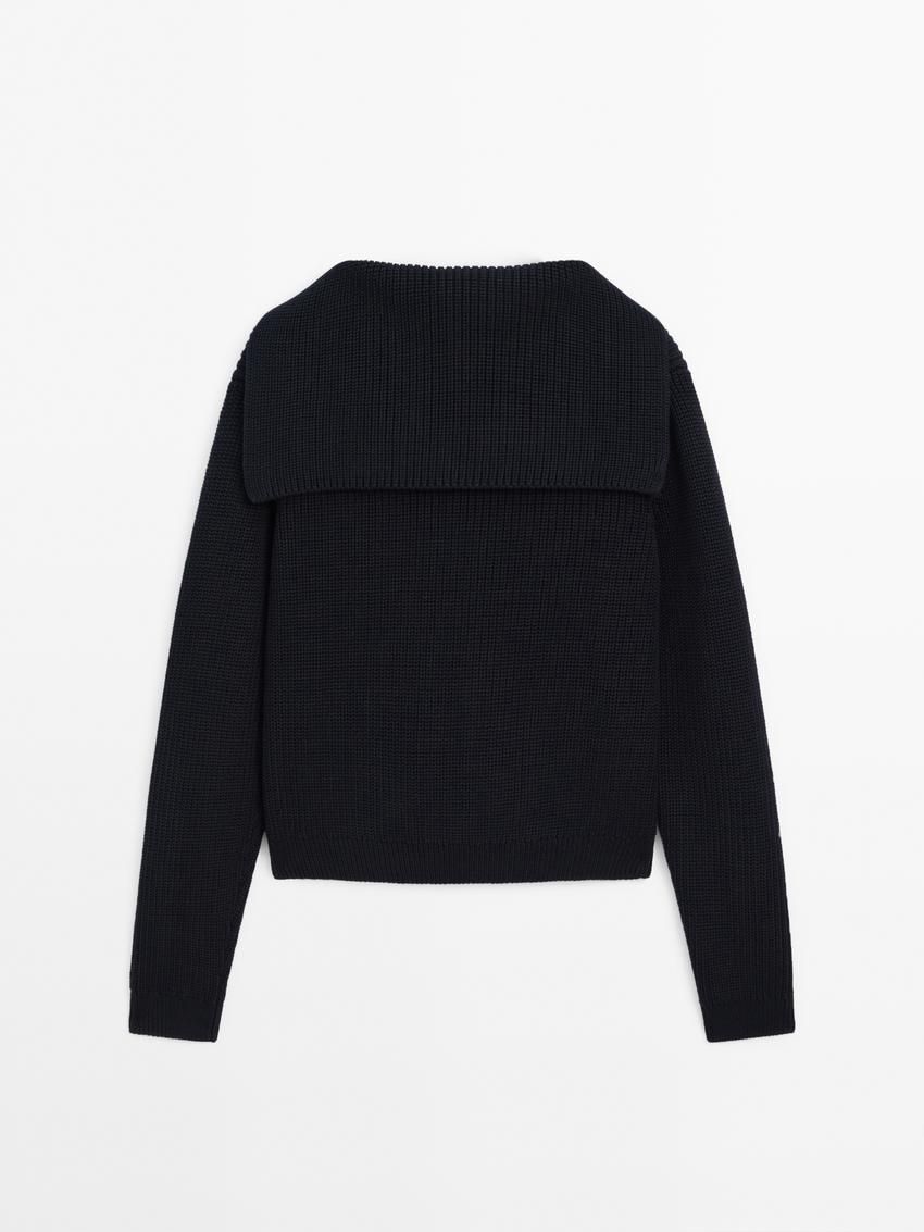 Massimo Dutti Purl Knit With Gold Buttons Women Cardigan Navy | US-CA6420915