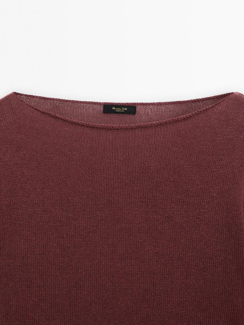 Massimo Dutti Purl Knit Women Sweater Burgundy | US-BW4831276