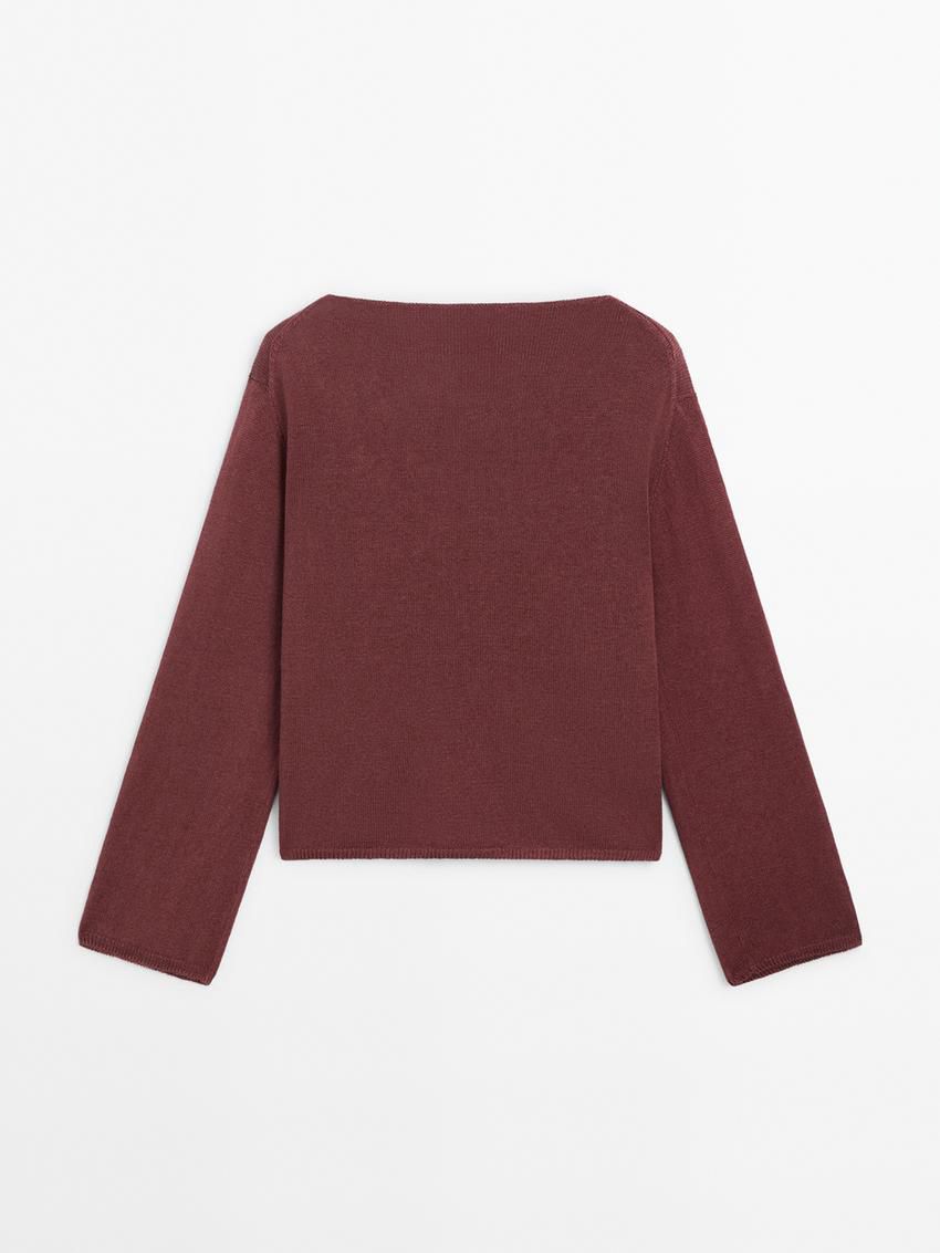 Massimo Dutti Purl Knit Women Sweater Burgundy | US-BW4831276