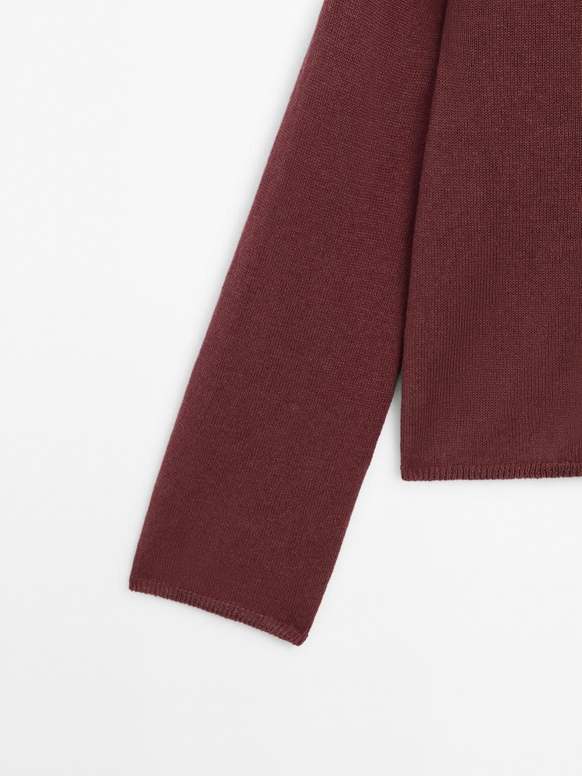 Massimo Dutti Purl Knit Women Sweater Burgundy | US-BW4831276