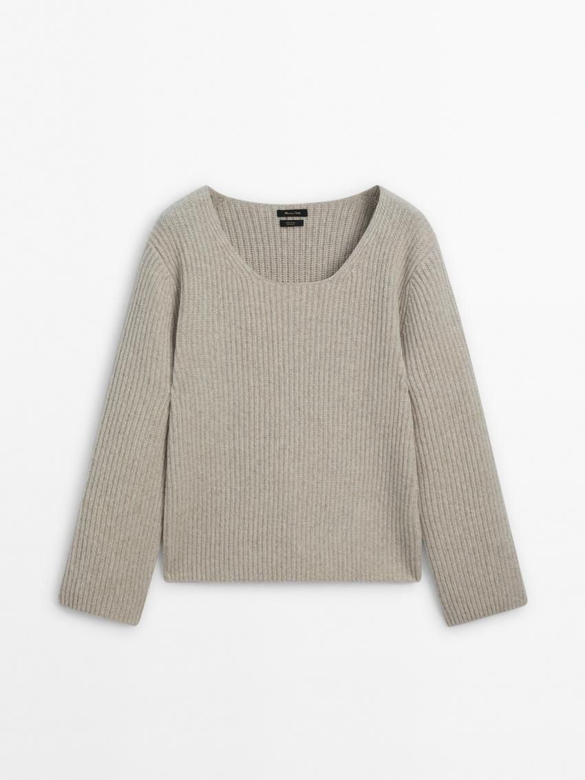 Massimo Dutti Purl Knit Women Sweater Ecru | US-JS8016974