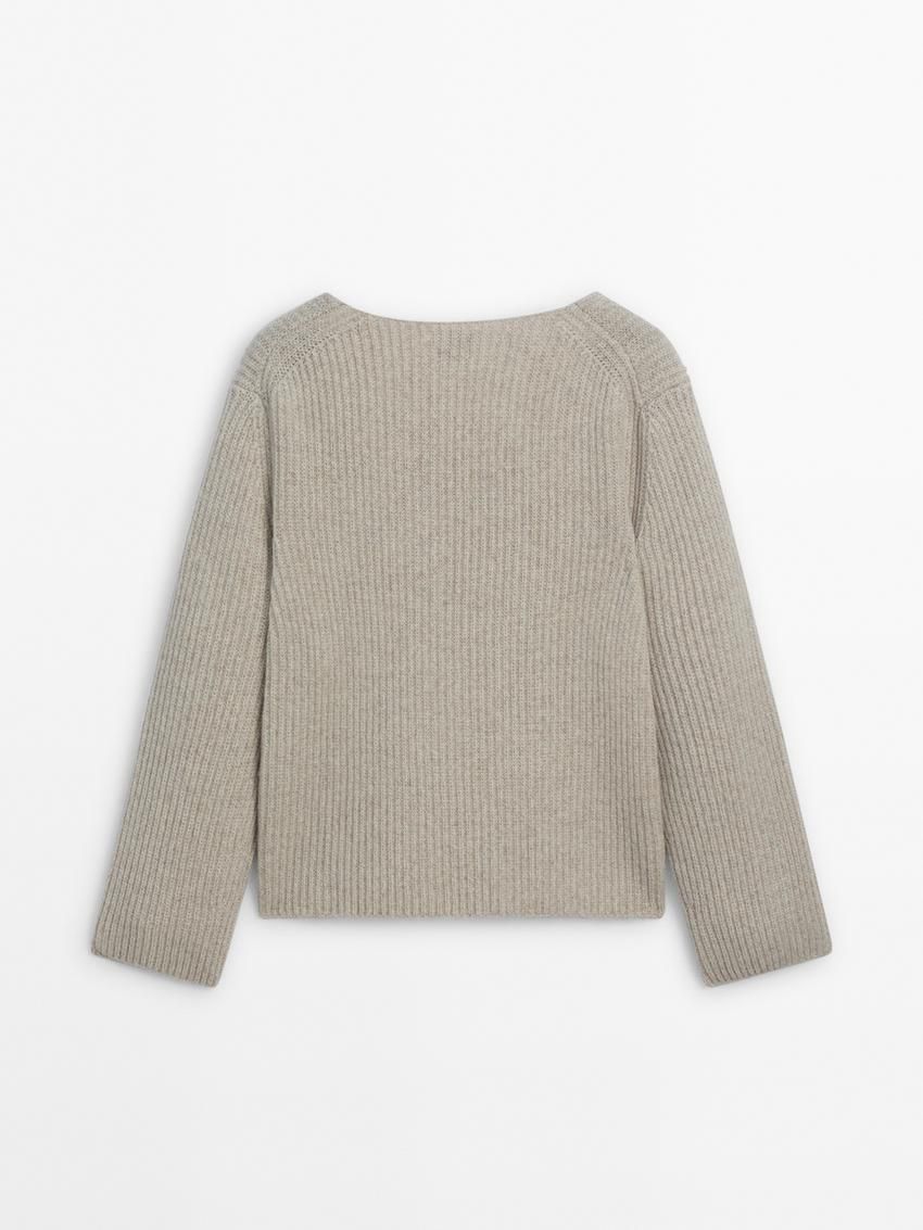 Massimo Dutti Purl Knit Women Sweater Ecru | US-JS8016974