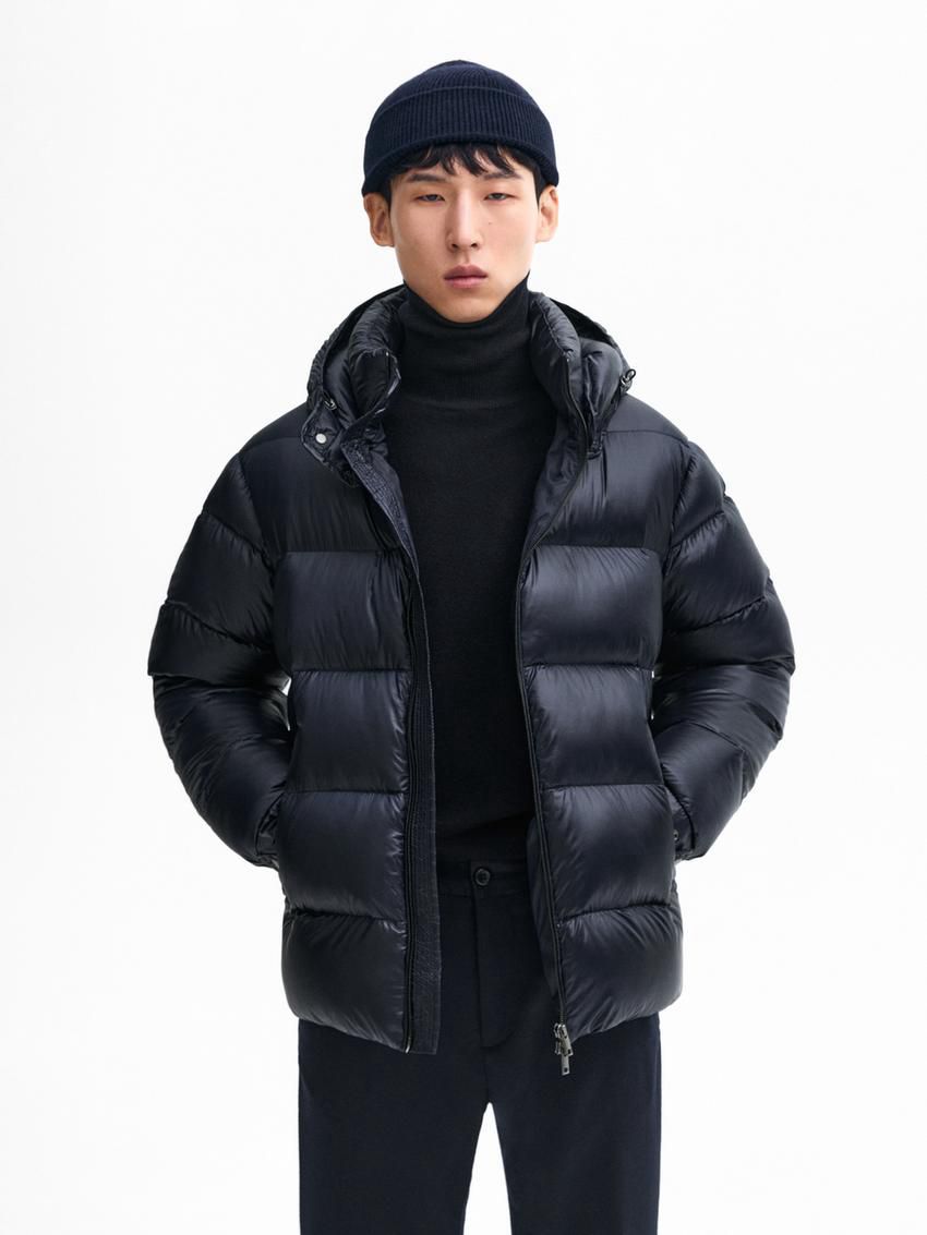 Massimo Dutti Quilted Down Men Puffer Jacket Navy | US-WX7943810