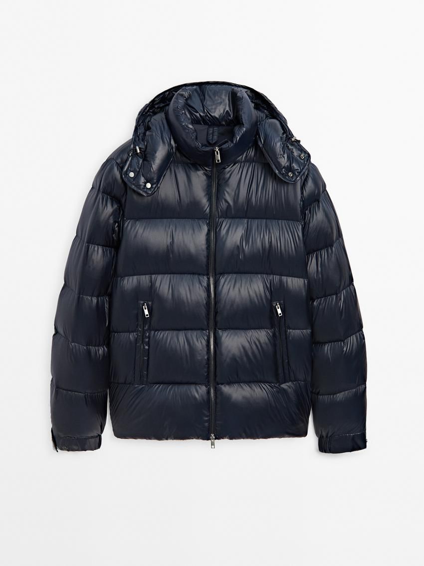 Massimo Dutti Quilted Down Men Puffer Jacket Navy | US-WX7943810
