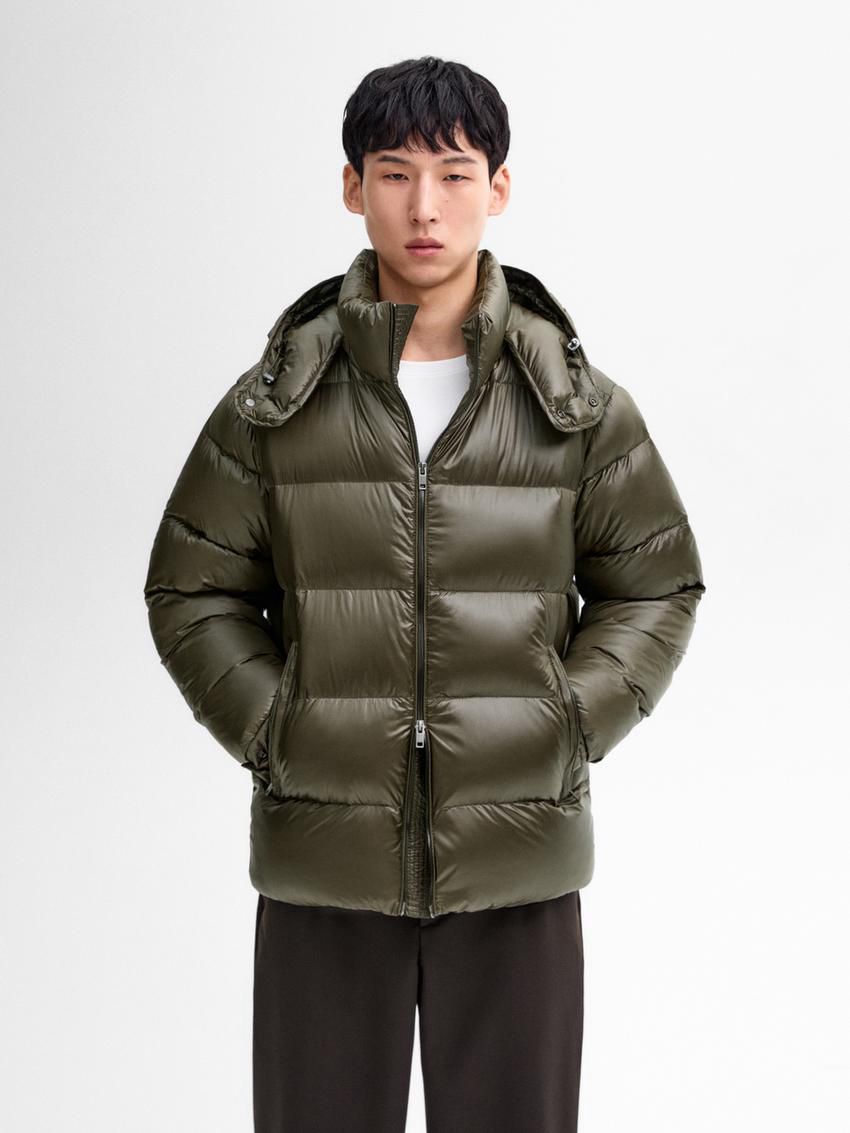 Massimo Dutti Quilted Down Men Puffer Jacket Khaki | US-XG7531248