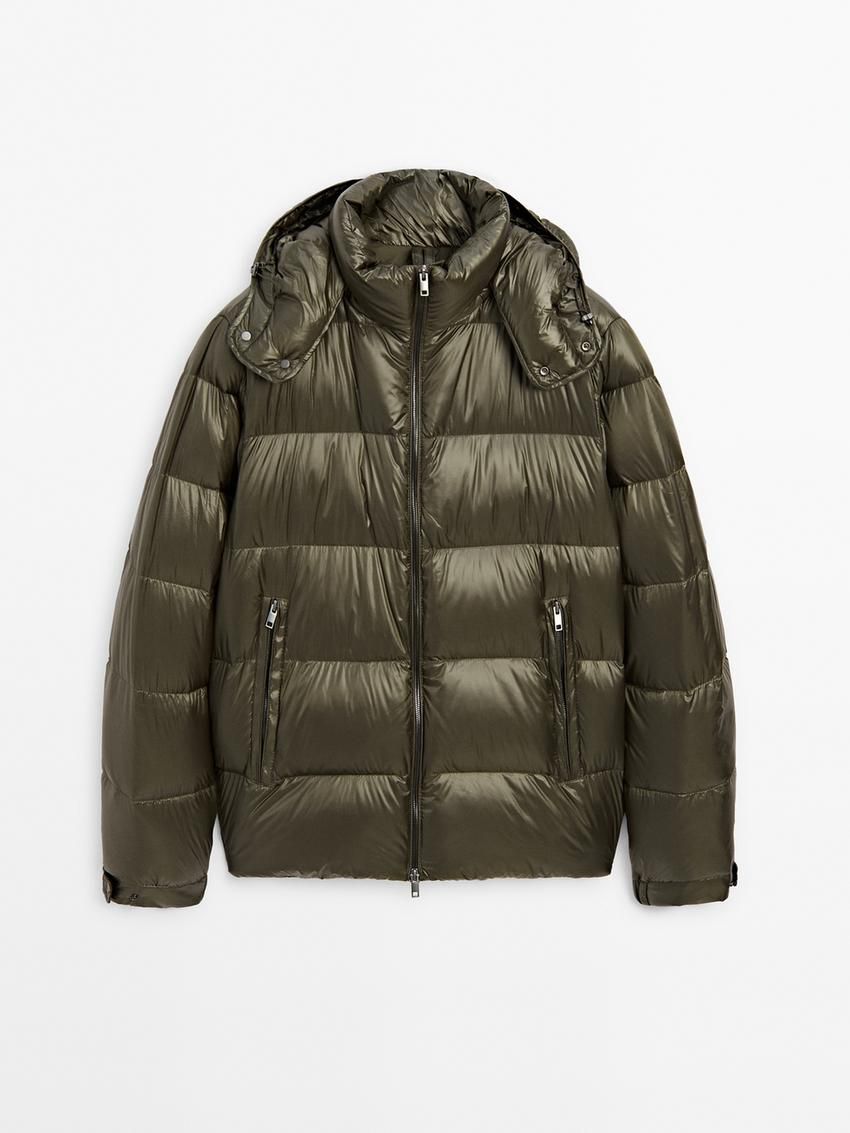 Massimo Dutti Quilted Down Men Puffer Jacket Khaki | US-XG7531248