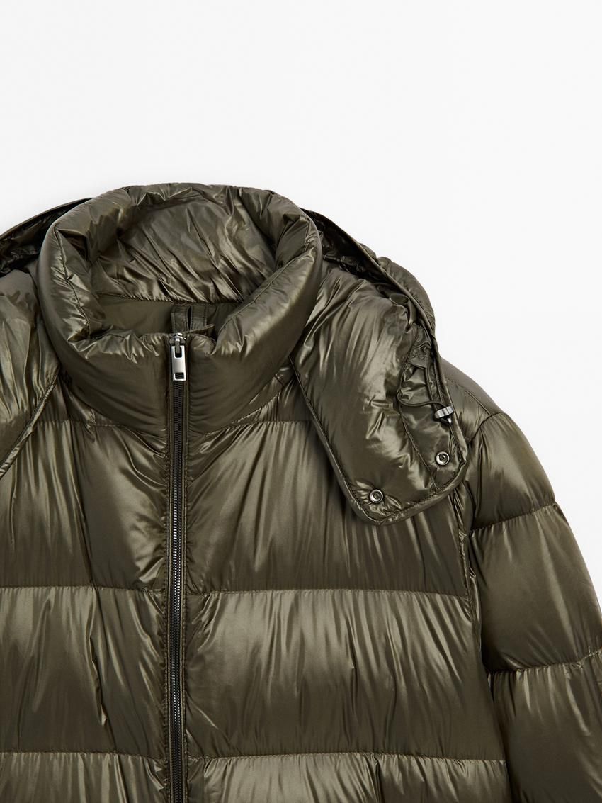 Massimo Dutti Quilted Down Men Puffer Jacket Khaki | US-XG7531248