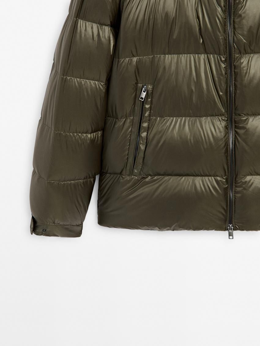 Massimo Dutti Quilted Down Men Puffer Jacket Khaki | US-XG7531248