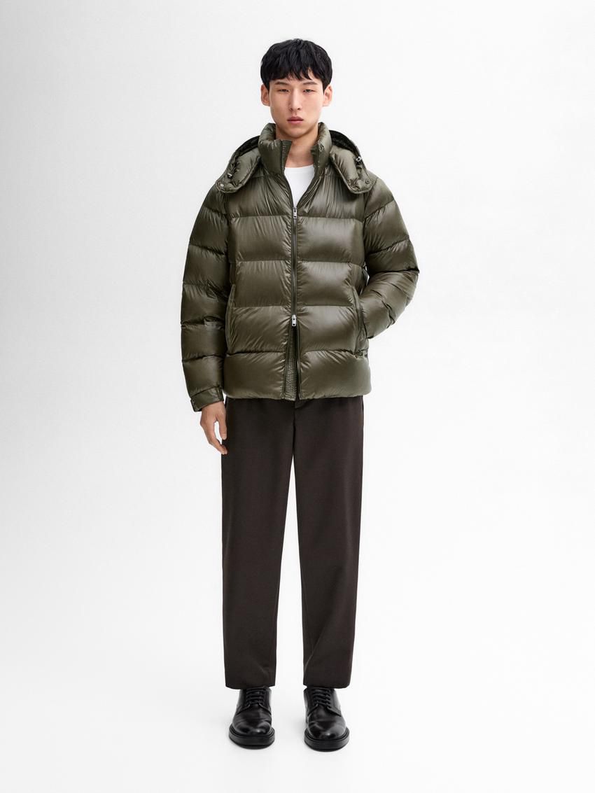 Massimo Dutti Quilted Down Men Puffer Jacket Khaki | US-XG7531248