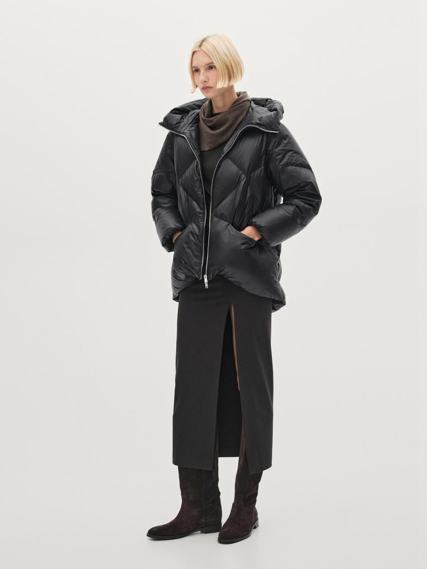 Massimo Dutti Quilted Down Women Puffer Jacket Black | US-HX8597402