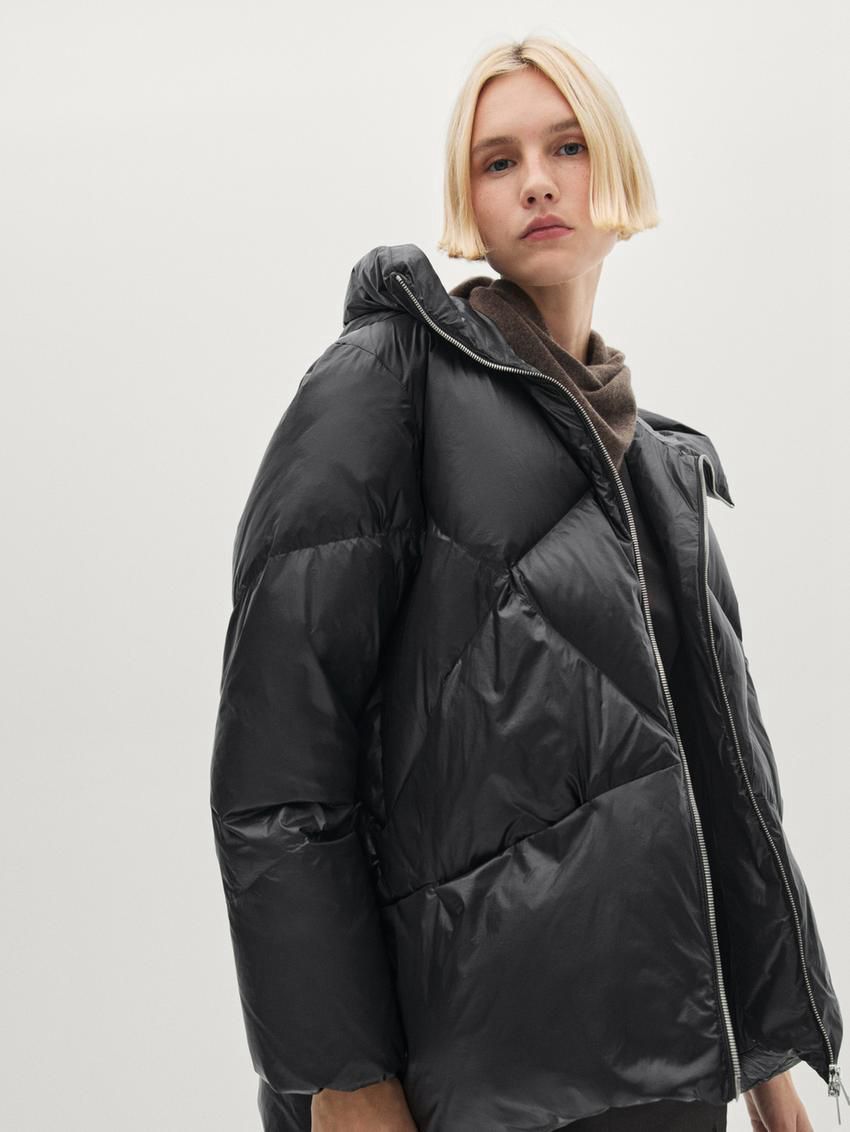 Massimo Dutti Quilted Down Women Puffer Jacket Black | US-HX8597402