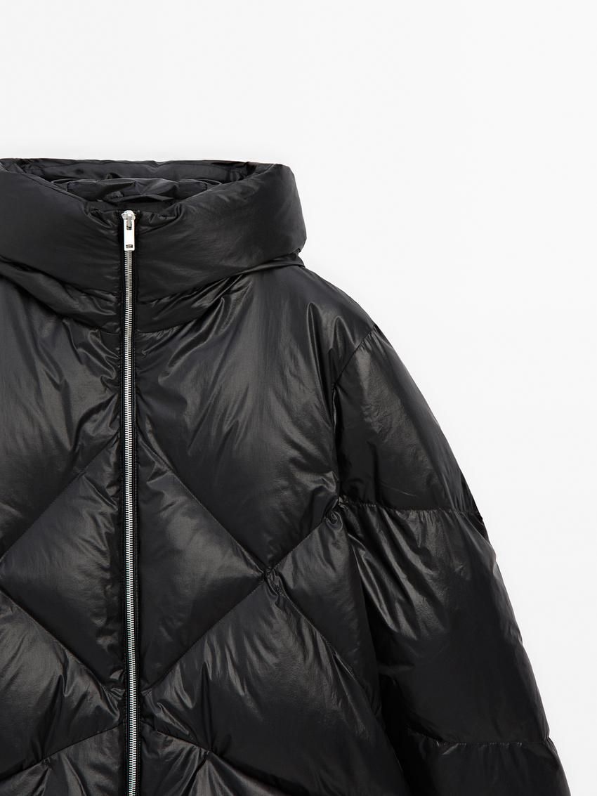 Massimo Dutti Quilted Down Women Puffer Jacket Black | US-HX8597402
