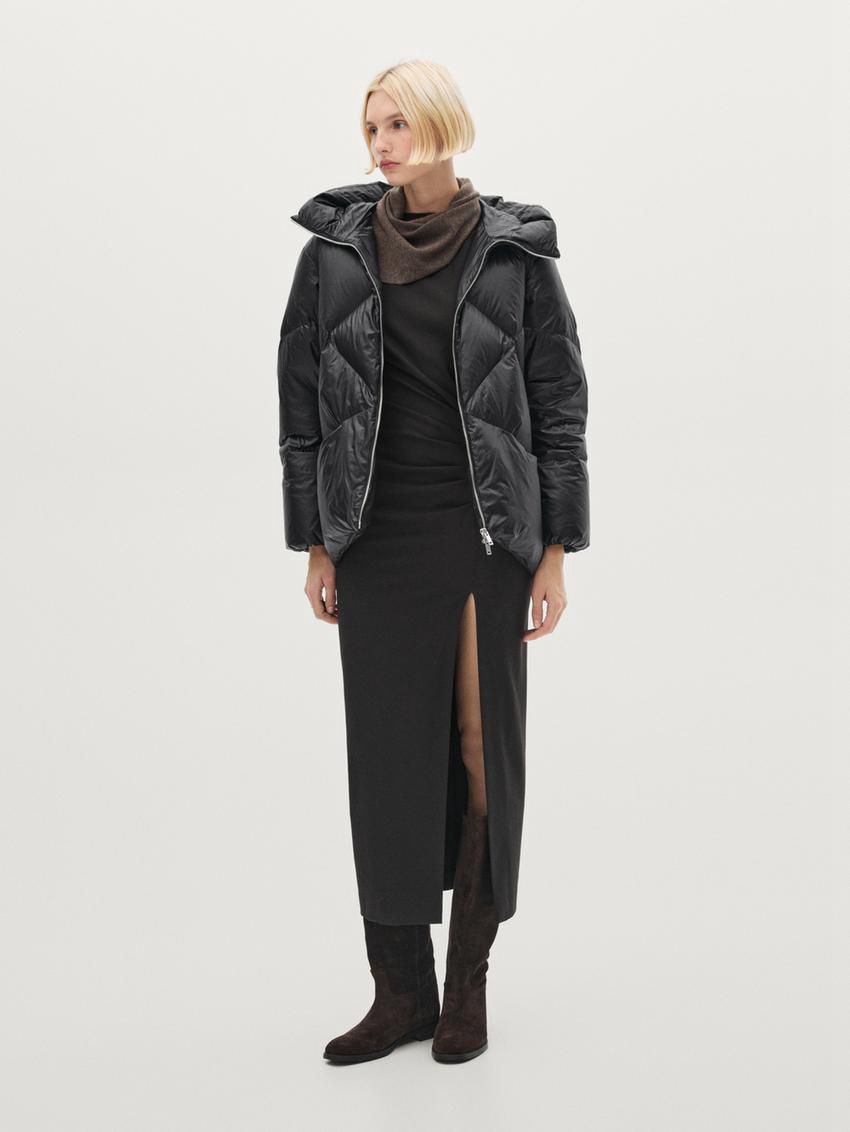 Massimo Dutti Quilted Down Women Puffer Jacket Black | US-HX8597402