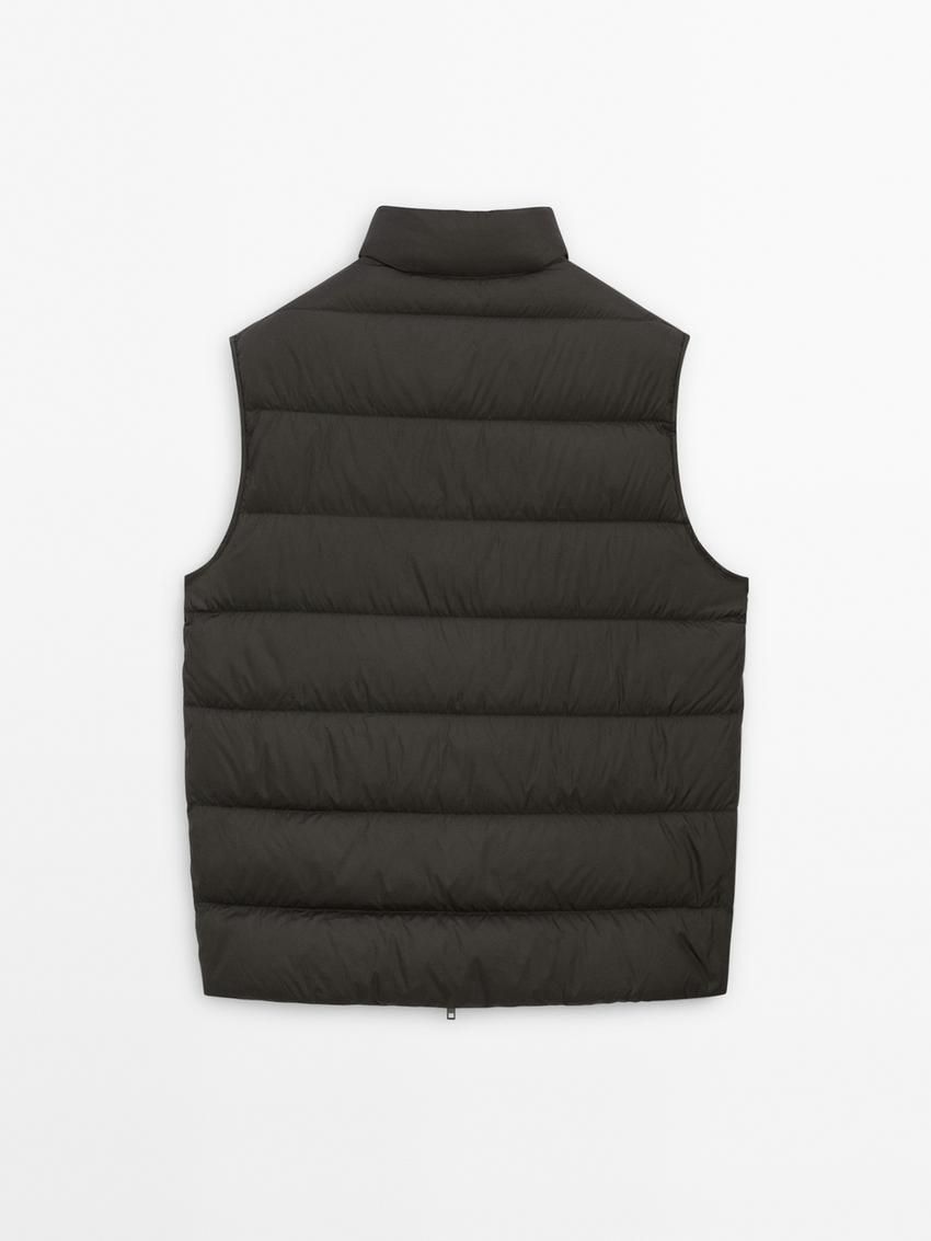 Massimo Dutti Quilted Feather Men Vest Dark Grey | US-CI0475821