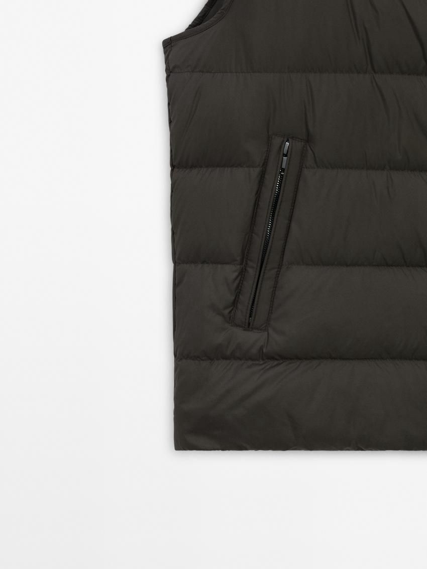 Massimo Dutti Quilted Feather Men Vest Dark Grey | US-CI0475821