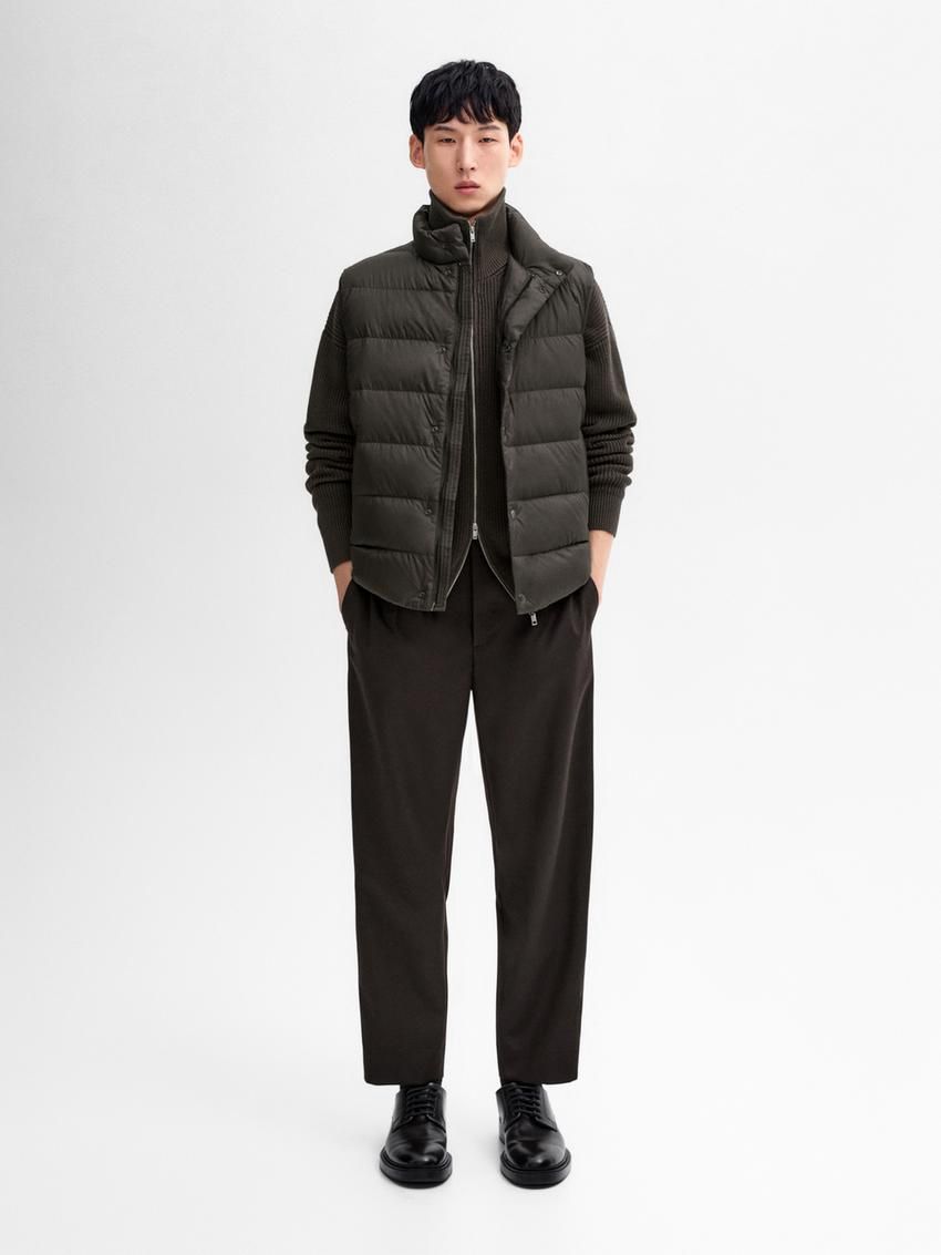 Massimo Dutti Quilted Feather Men Vest Dark Grey | US-CI0475821