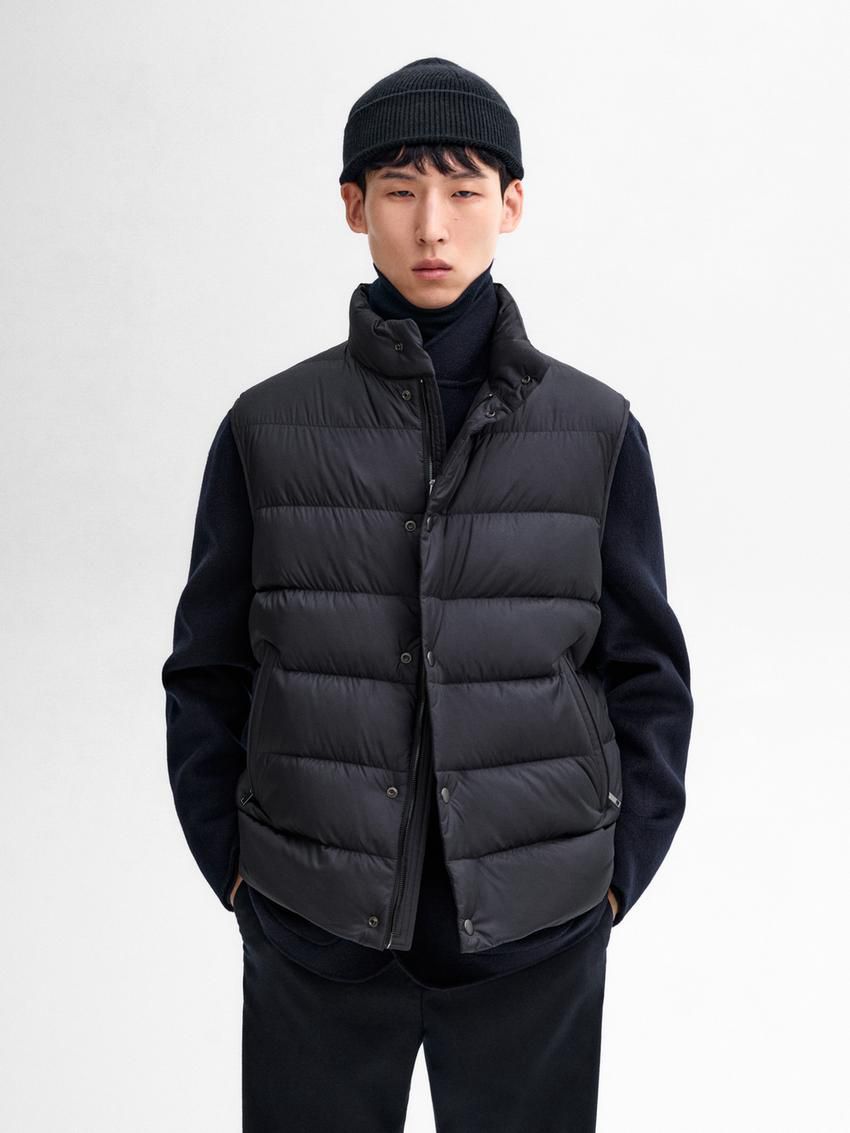 Massimo Dutti Quilted Feather Men Vest Navy | US-EW6418352