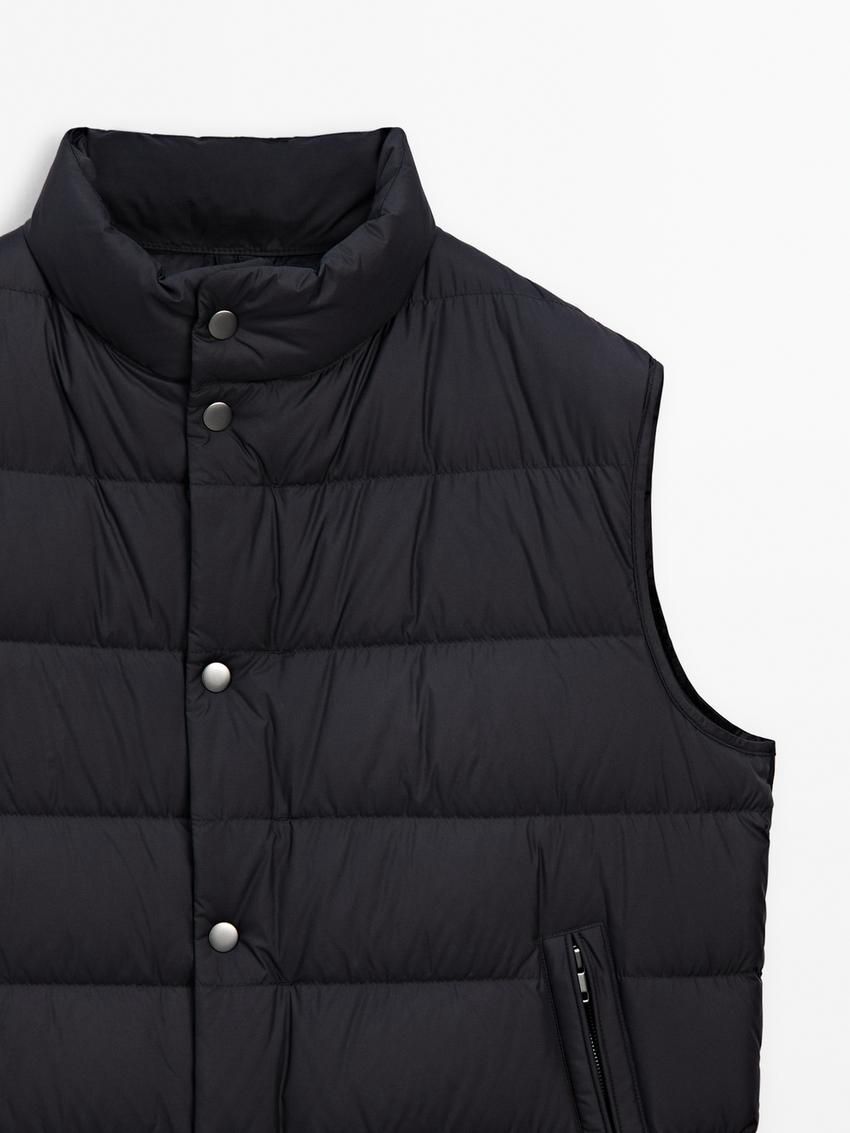 Massimo Dutti Quilted Feather Men Vest Navy | US-EW6418352