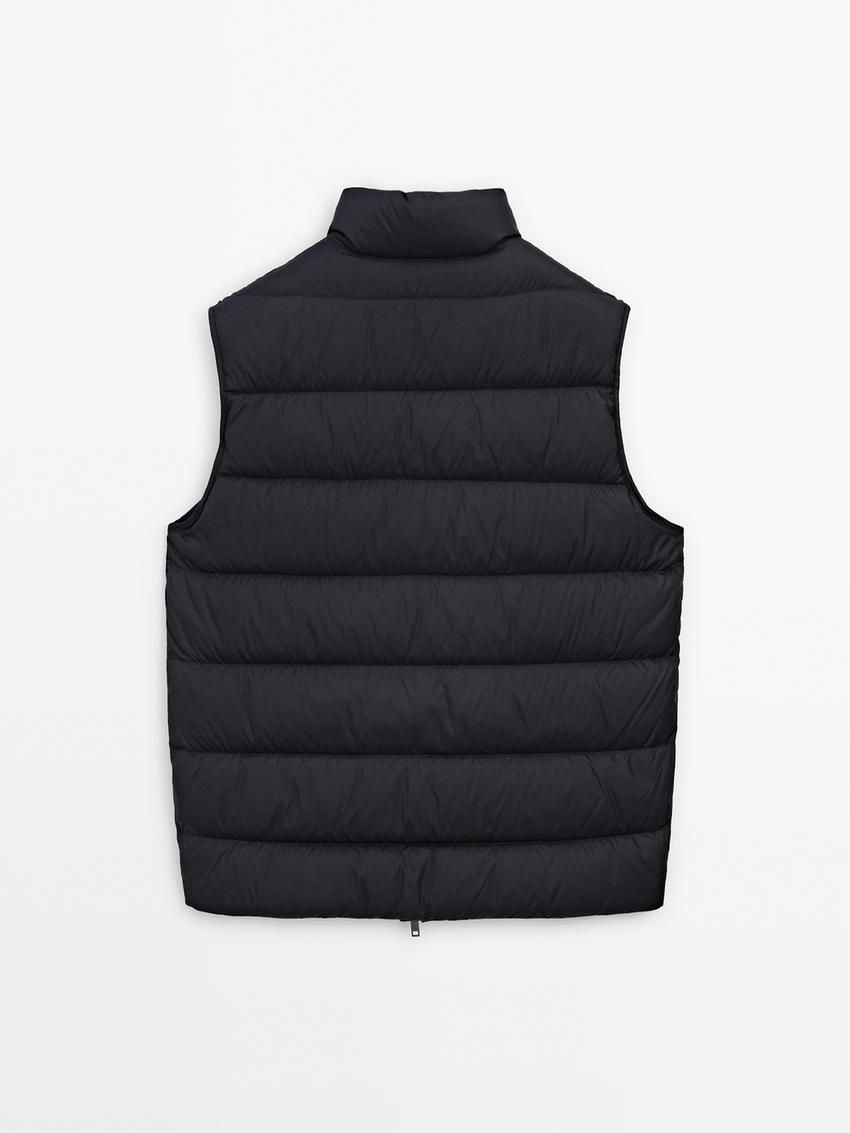 Massimo Dutti Quilted Feather Men Vest Navy | US-EW6418352