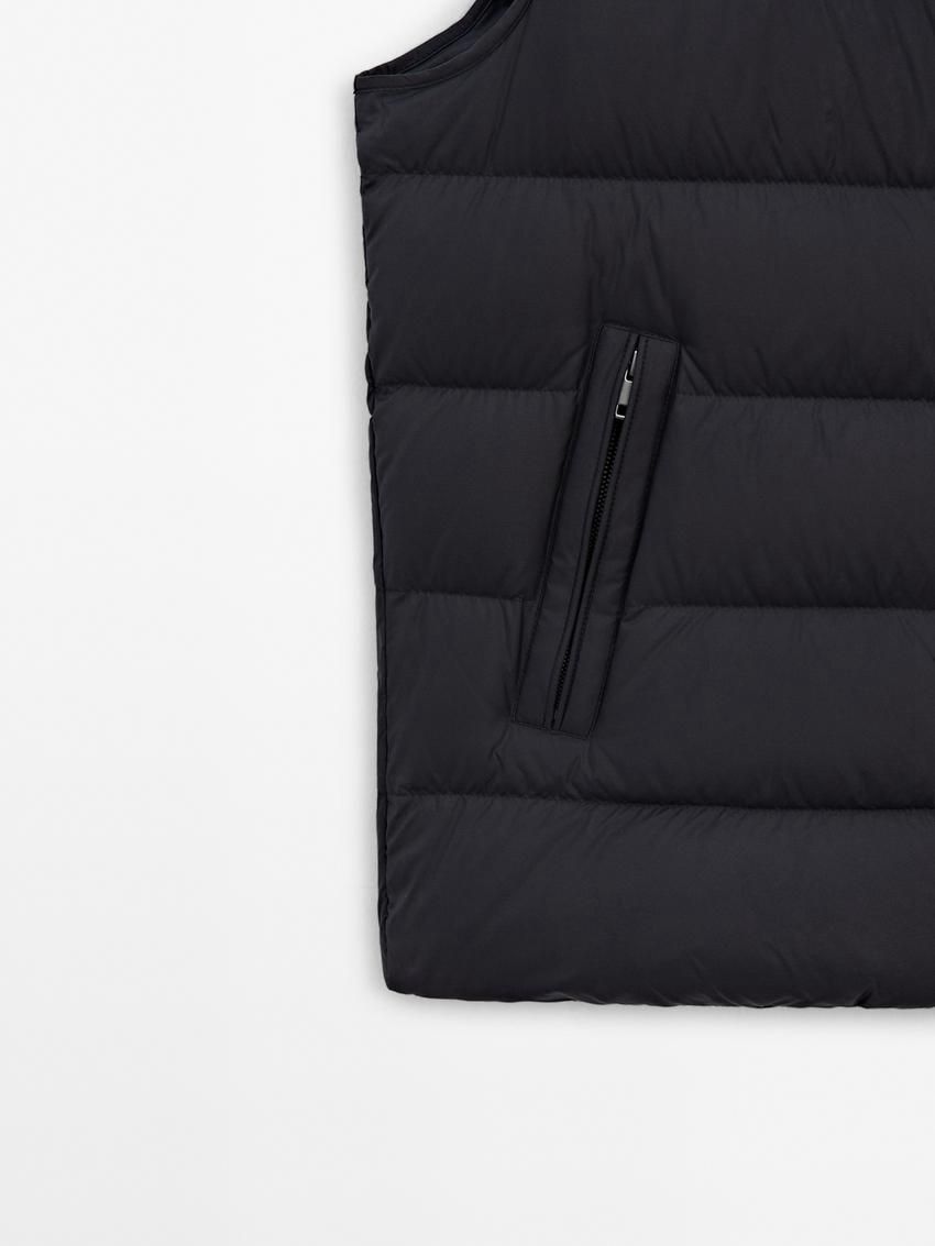 Massimo Dutti Quilted Feather Men Vest Navy | US-EW6418352