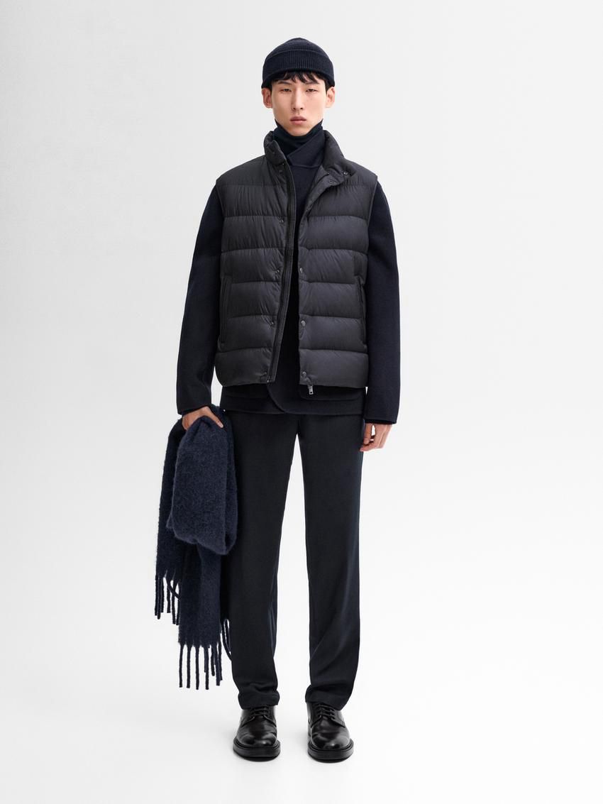 Massimo Dutti Quilted Feather Men Vest Navy | US-EW6418352