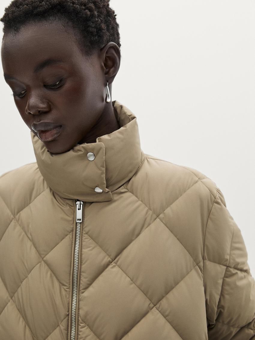Massimo Dutti Quilted With High Neck Women Puffer Jacket Olive | US-ZB0641952
