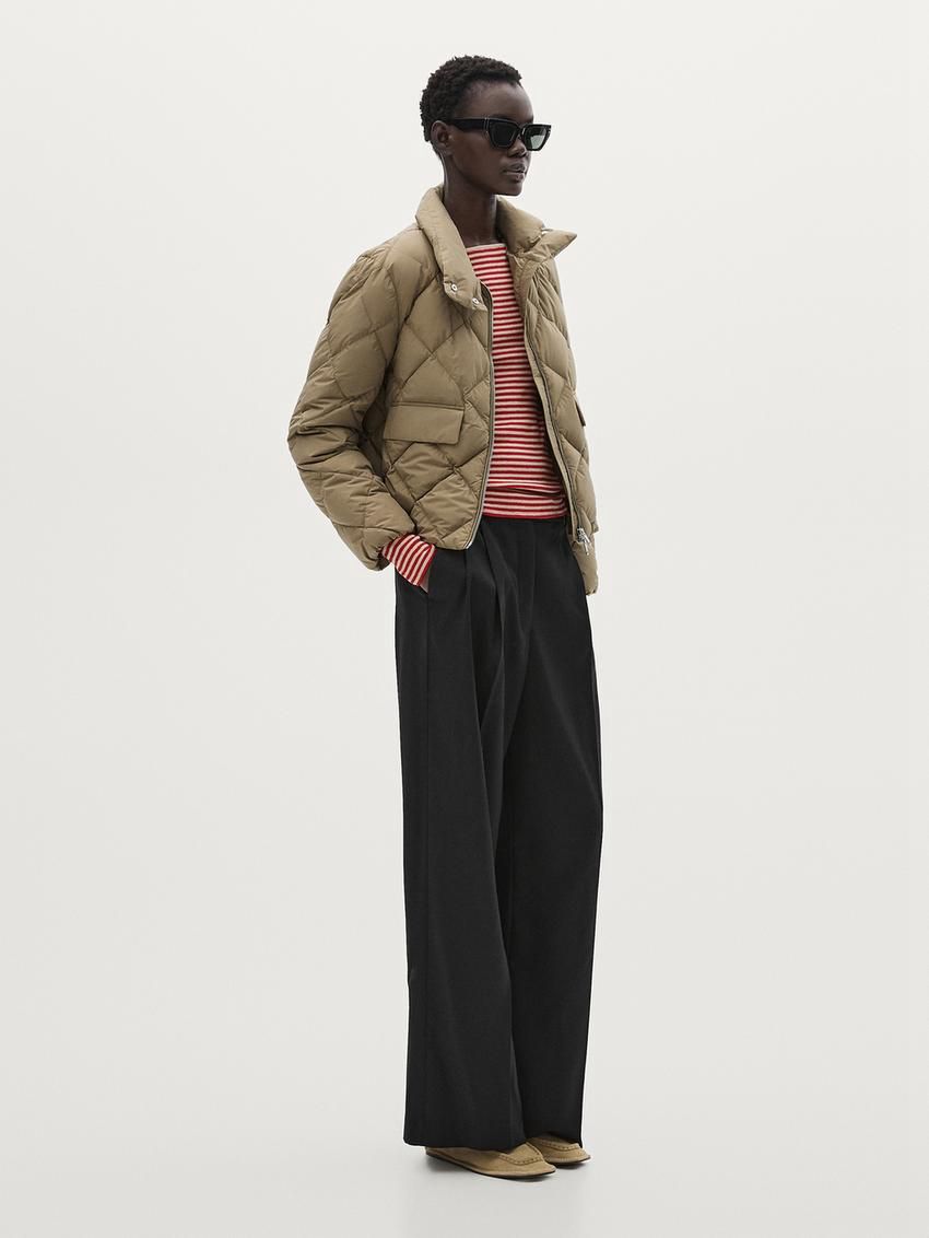 Massimo Dutti Quilted With High Neck Women Puffer Jacket Olive | US-ZB0641952