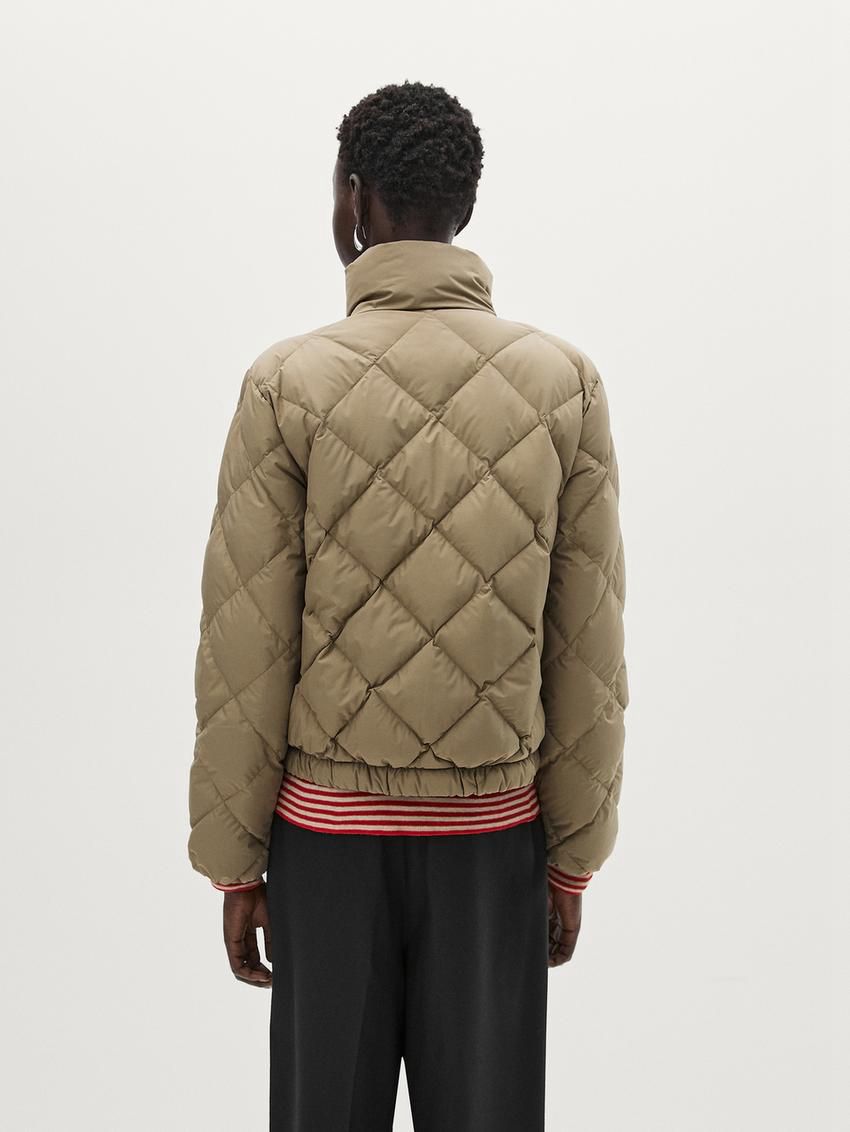Massimo Dutti Quilted With High Neck Women Puffer Jacket Olive | US-ZB0641952