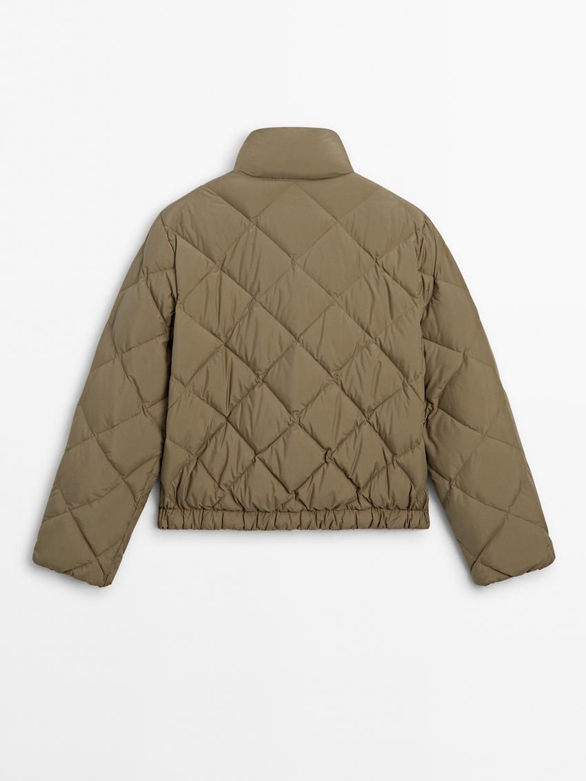 Massimo Dutti Quilted With High Neck Women Puffer Jacket Olive | US-ZB0641952