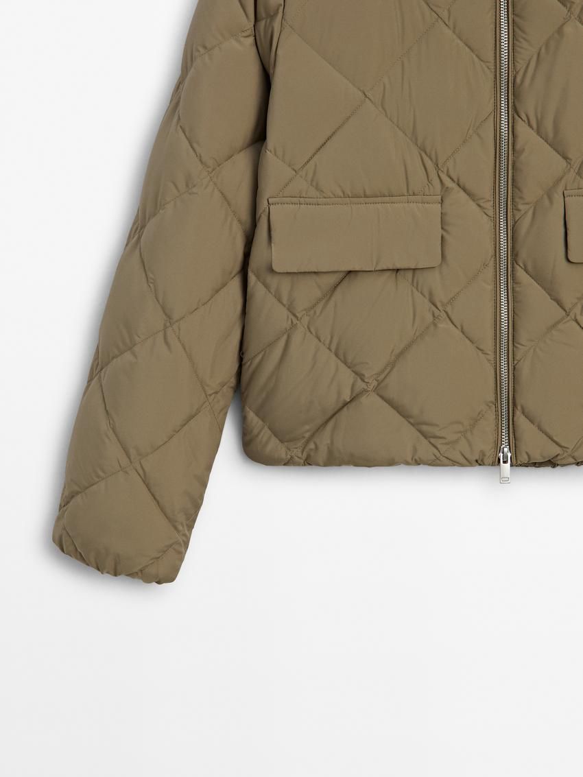 Massimo Dutti Quilted With High Neck Women Puffer Jacket Olive | US-ZB0641952