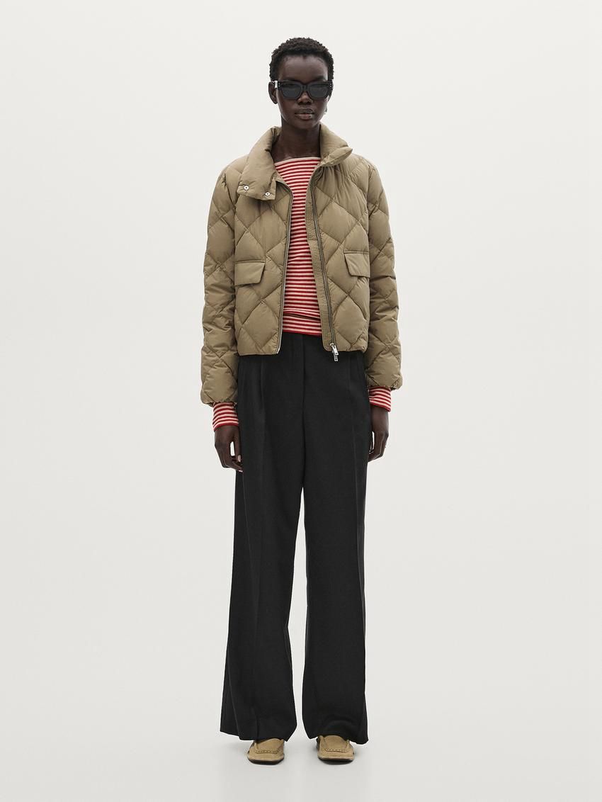 Massimo Dutti Quilted With High Neck Women Puffer Jacket Olive | US-ZB0641952