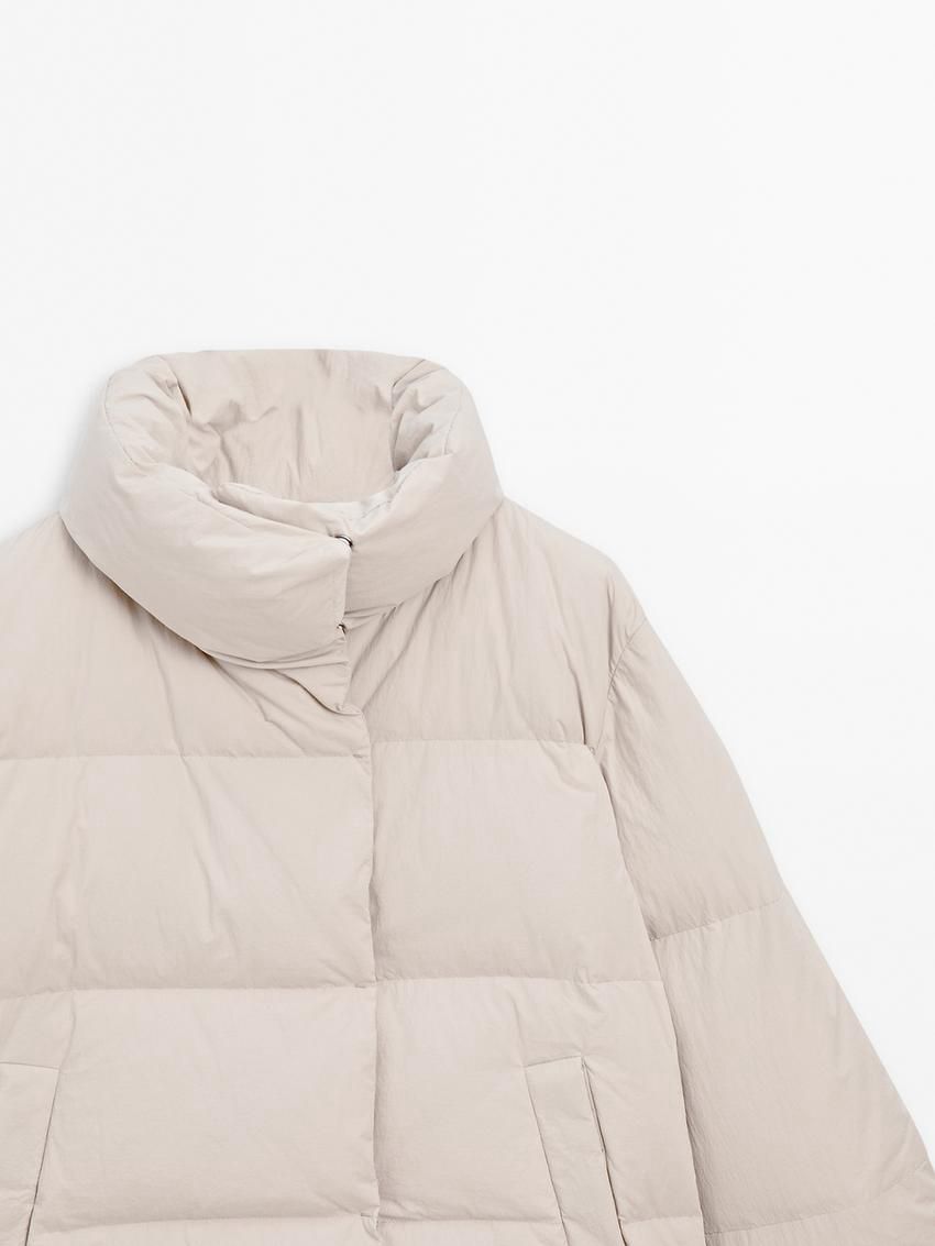 Massimo Dutti Quilted With High Neck Women Puffer Jacket Cream | US-EQ8249650