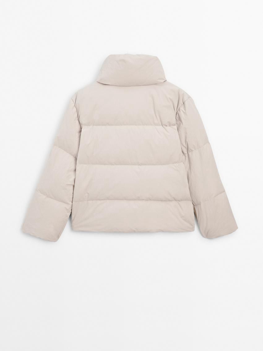 Massimo Dutti Quilted With High Neck Women Puffer Jacket Cream | US-EQ8249650