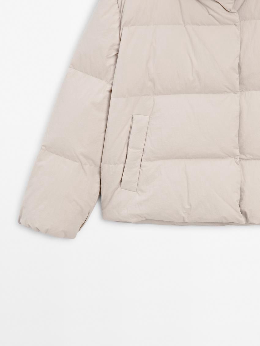 Massimo Dutti Quilted With High Neck Women Puffer Jacket Cream | US-EQ8249650